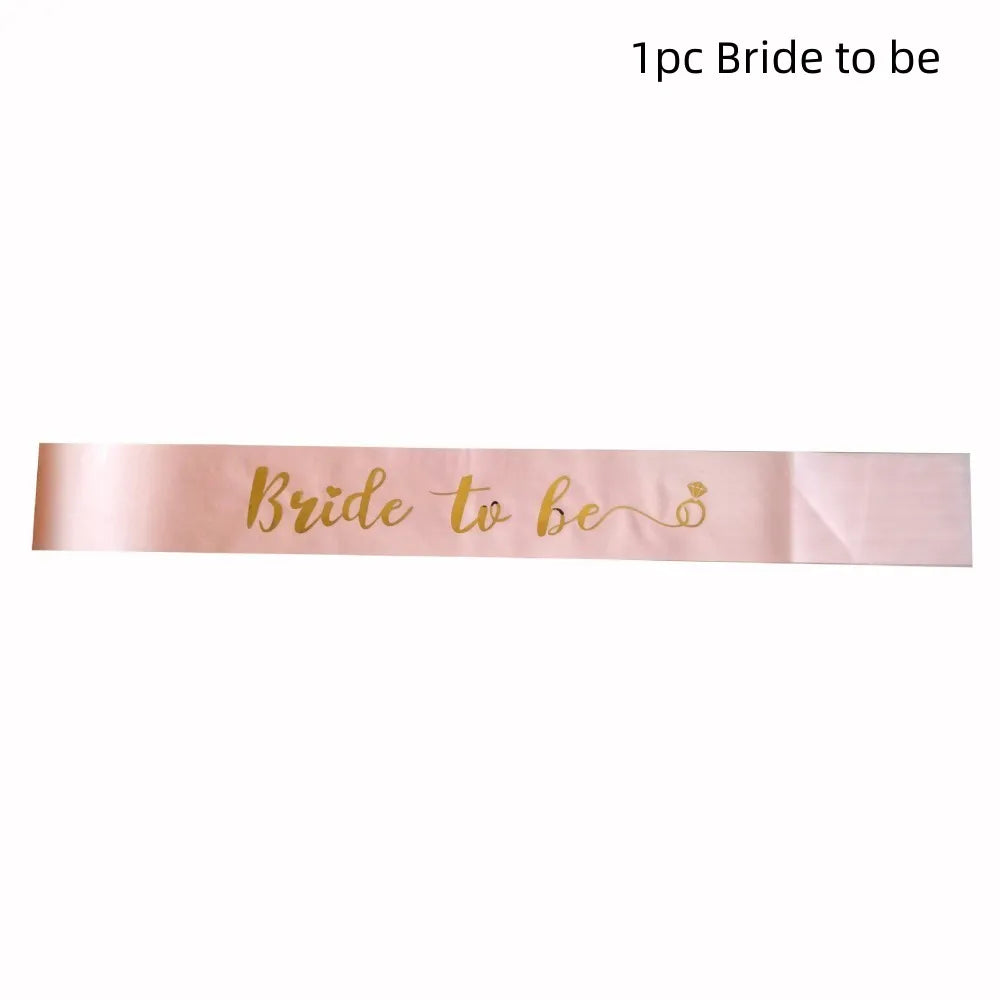 1Set Rose Gold Team Bride To Be Satin Sash Bachelorette Party Decoration Girls Hen Party Wedding Bridal Shower Decor Supplies